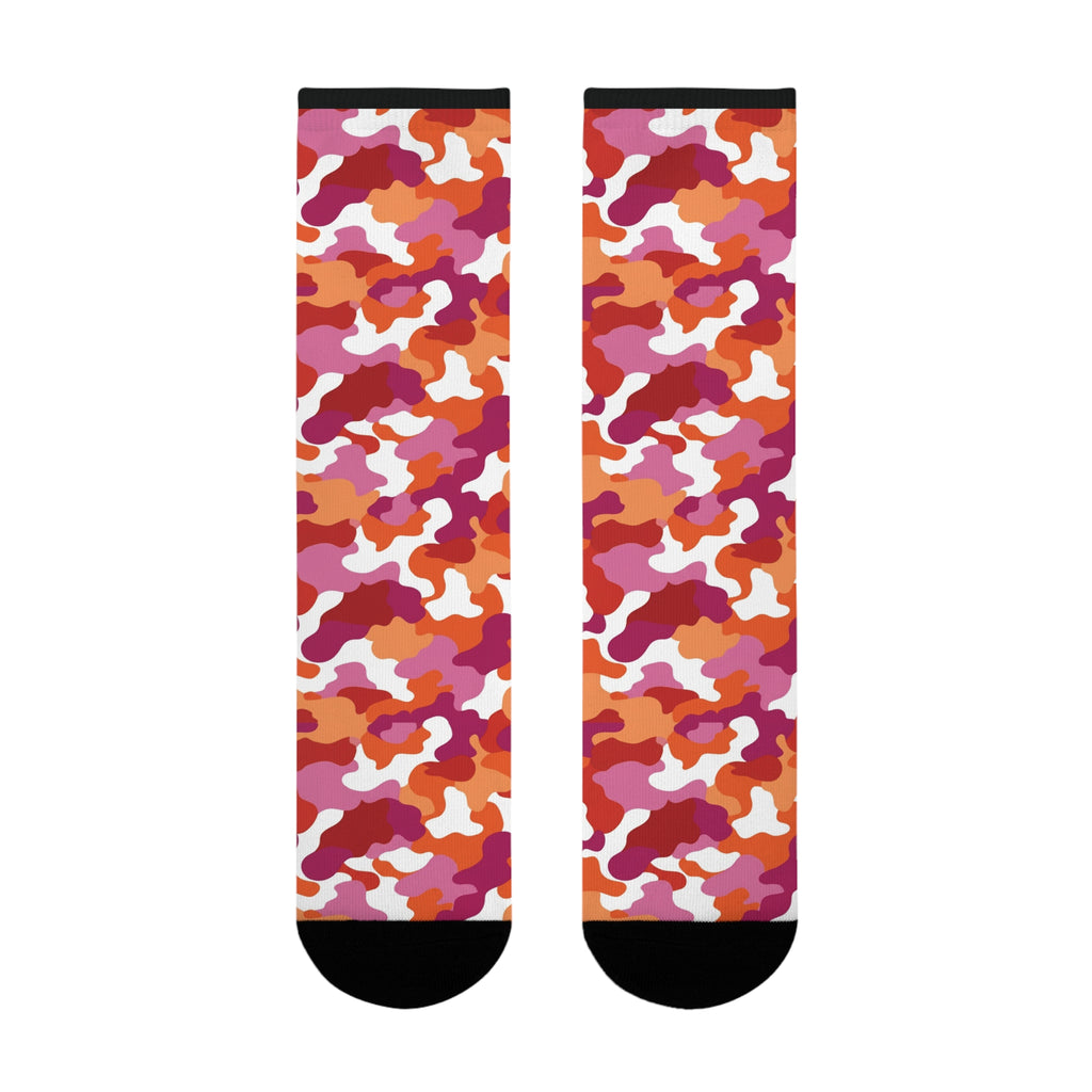 Lesbian Flag Camo Socks