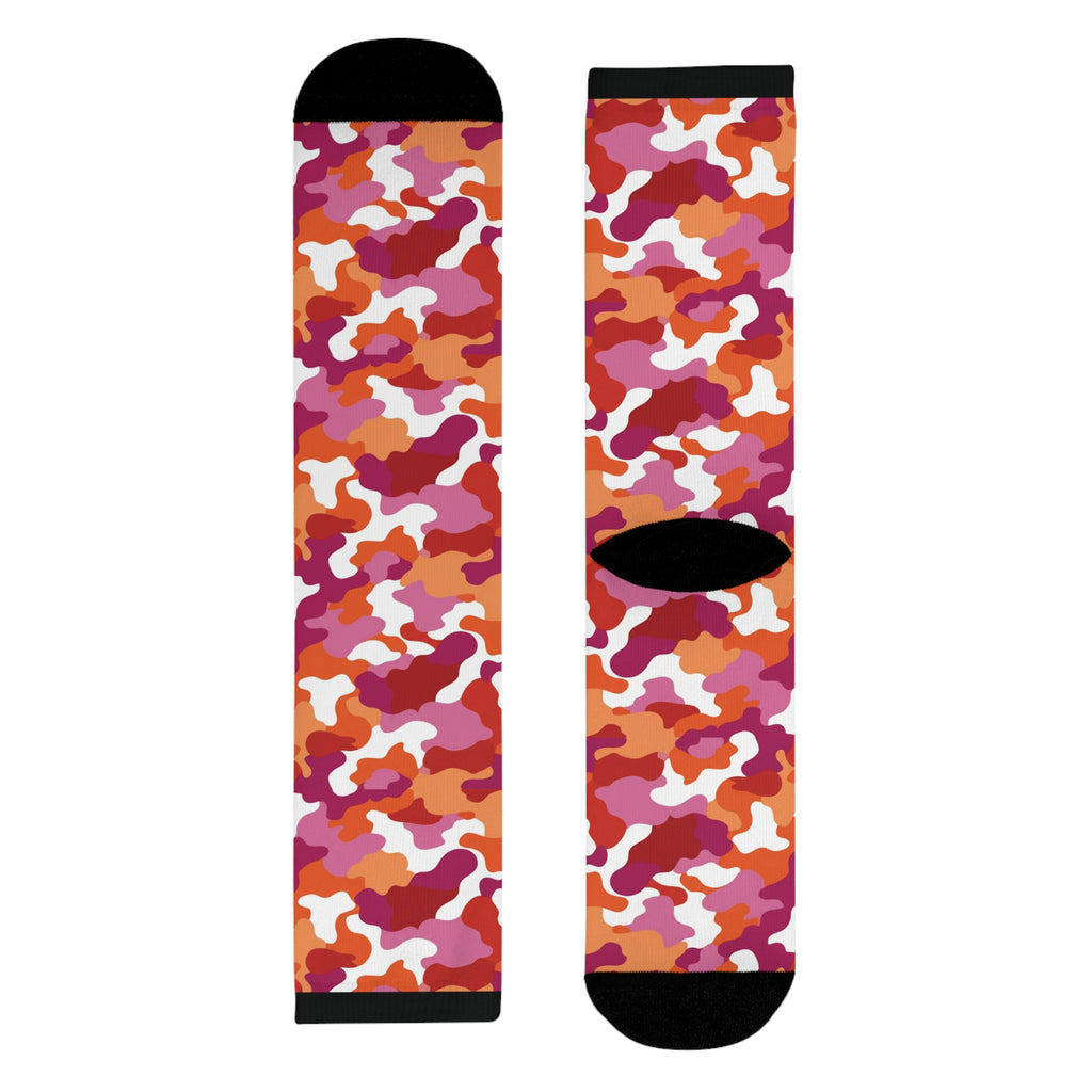Lesbian Flag Camo Socks