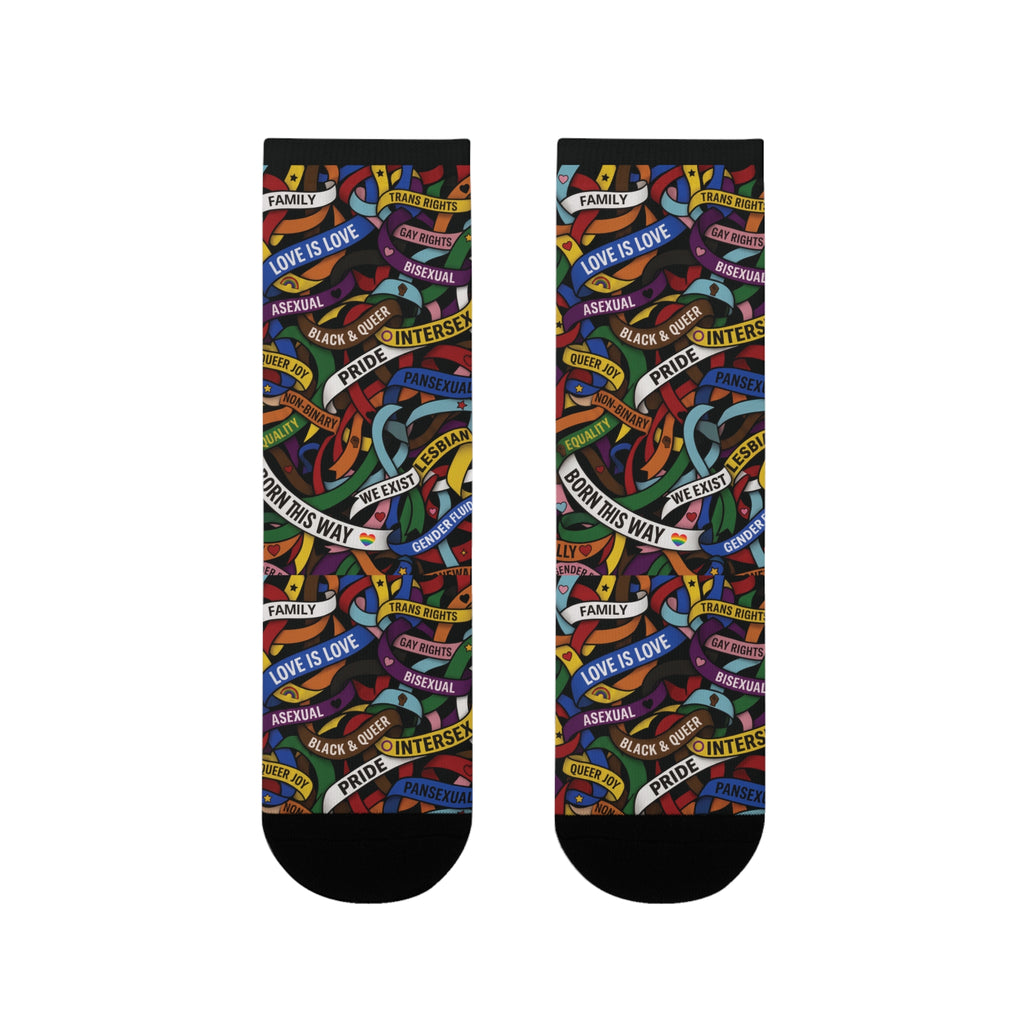 LGBT Flag Ribbon Socks