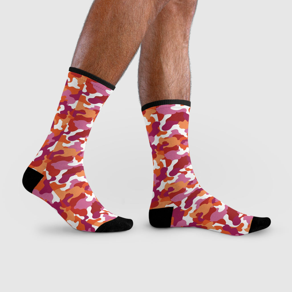 Lesbian Flag Camo Socks