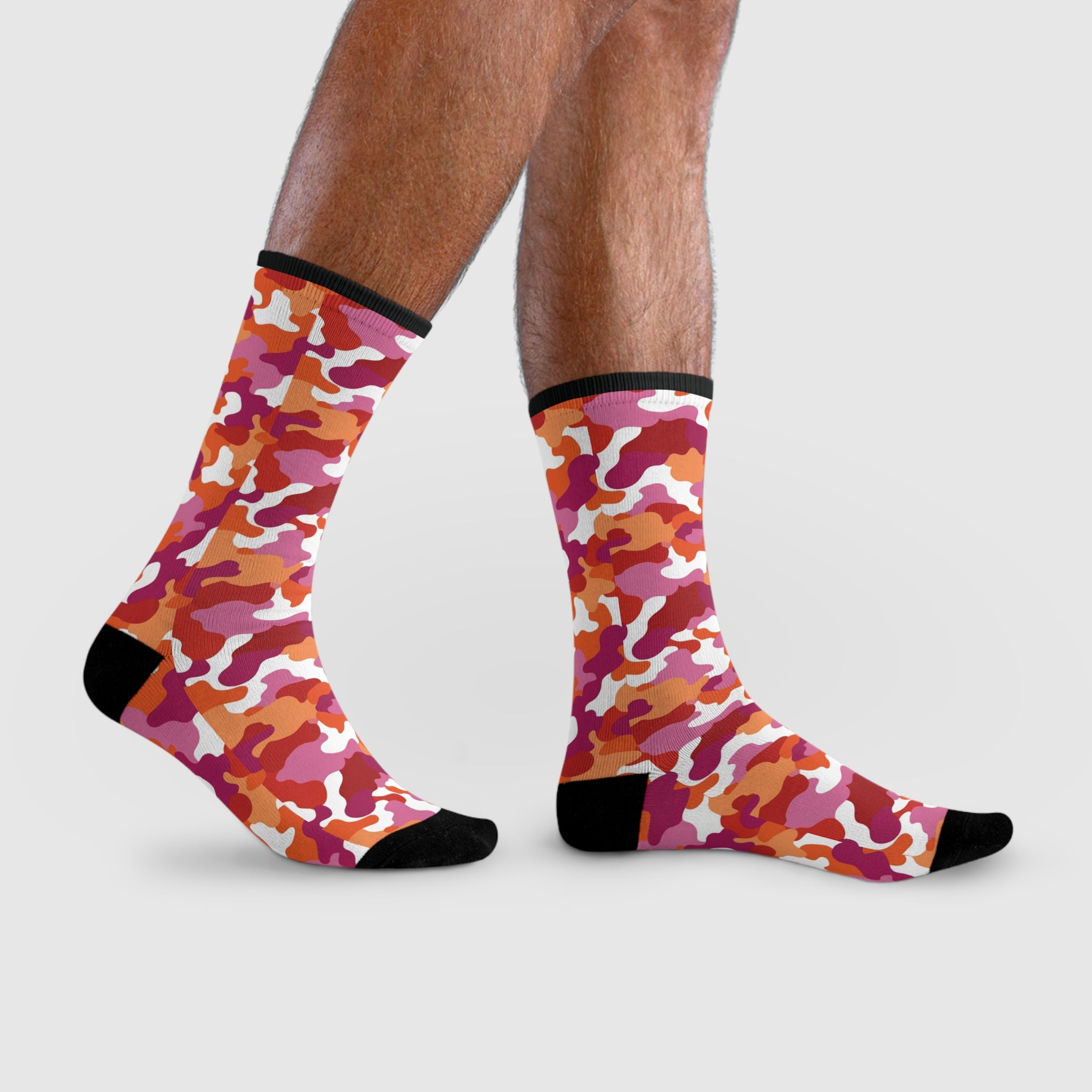 Lesbian Flag Camo Socks