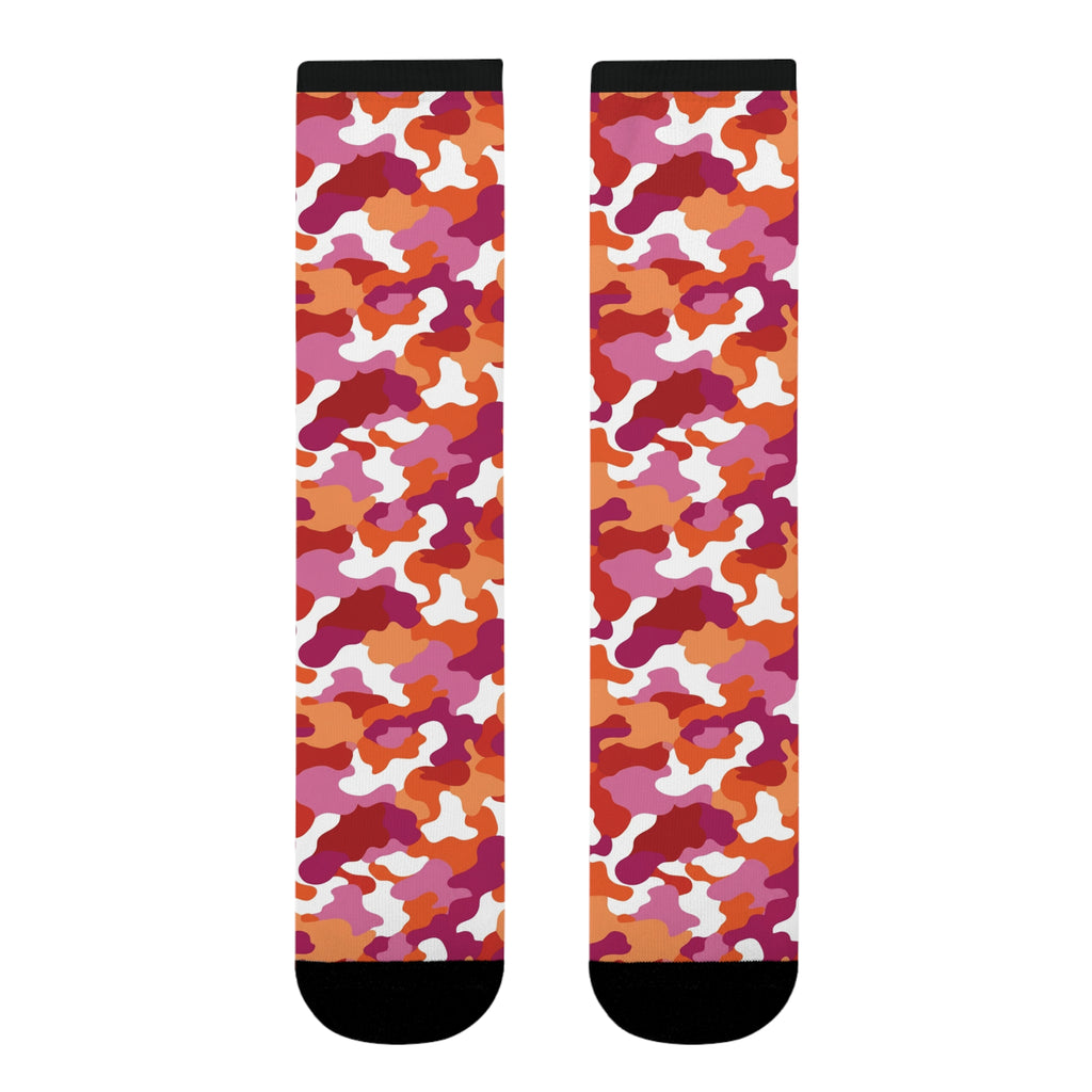 Lesbian Flag Camo Socks