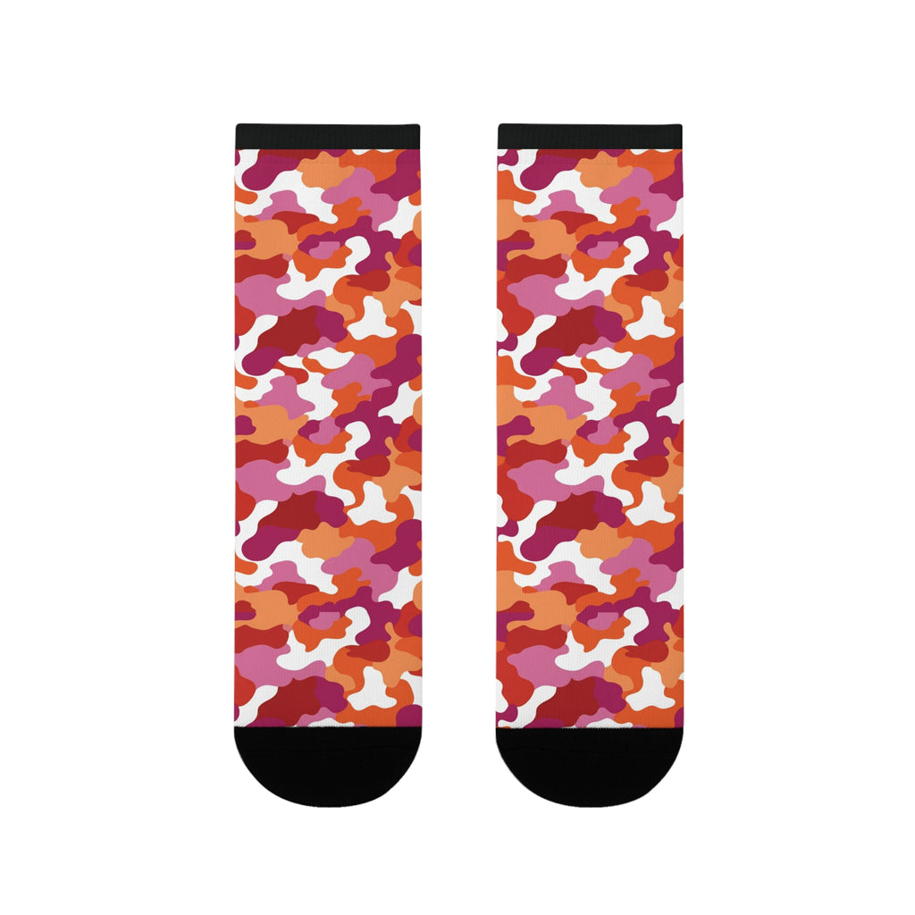 Lesbian Flag Camo Socks